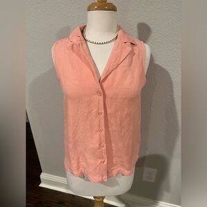 Cloth & Stone Coral Sleeveless Button-Down Shirt